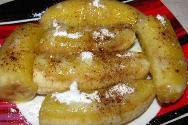 Жареные бананы с сахаром на масле, рецепт с фото